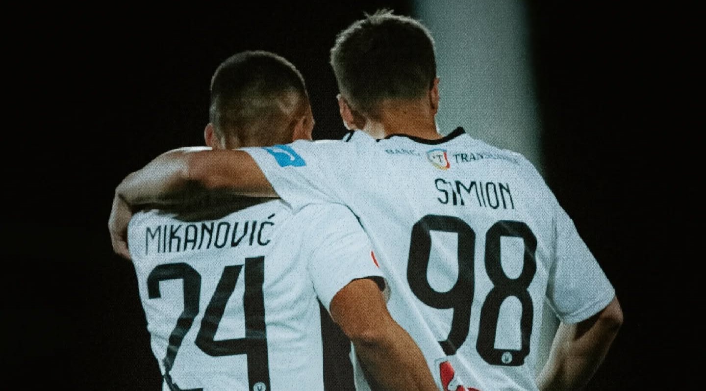 Mikanovic (stânga) a marcat singurul gol al partidei | Foto: FC Universitatea Cluj Facebook