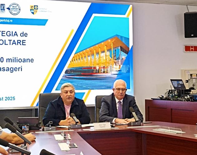 Alin Tișe, președintele Consiliului Județean Cluj și David Ciceo, CEO Aeroportul Internațional Cluj, anunță investiții strategice pentru dezvoltarea Aeroportului „Avram Iancu”|Foto: monitorulcj.ro