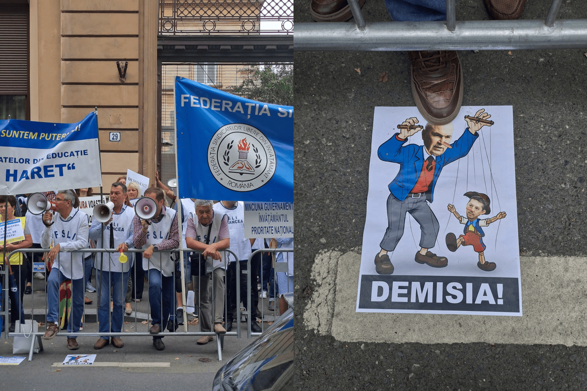 Sindicatul Liber din Învățământul Preuniversitar Clujean iau parte la protestele aproape zilnice din fața Ministerului Educației | Foto: SLIPC