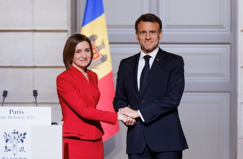 Maia Sandu, președintele Republicii Moldova și Emmanuel Macron, președintele Franței, Paris, martie 2025|Foto: presedinte.md