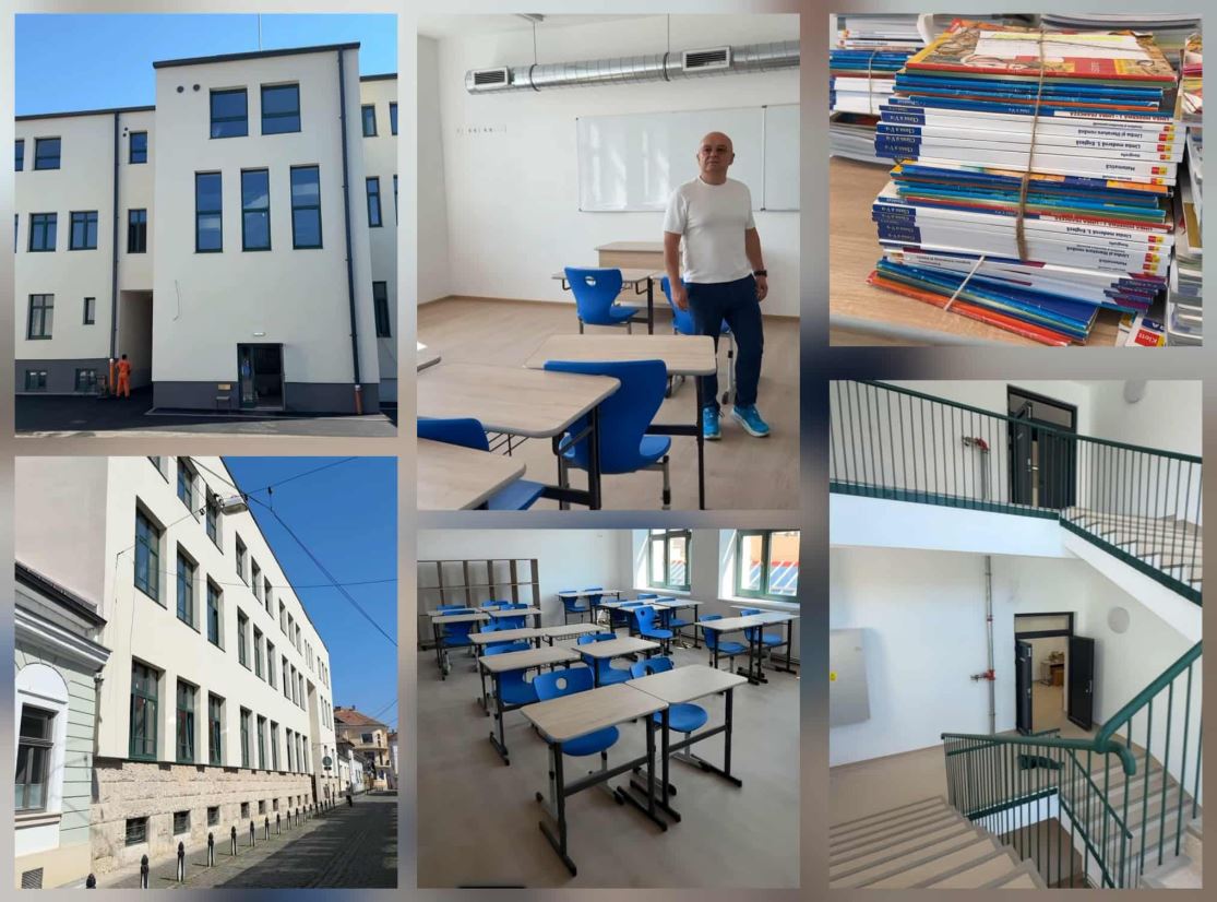 Lucrările la Școala „Ioan Bob”, pe final. Emil Boc: „Din 8 septembrie, 472 de elevi vor studia într-o școală modernizată la standarde europene