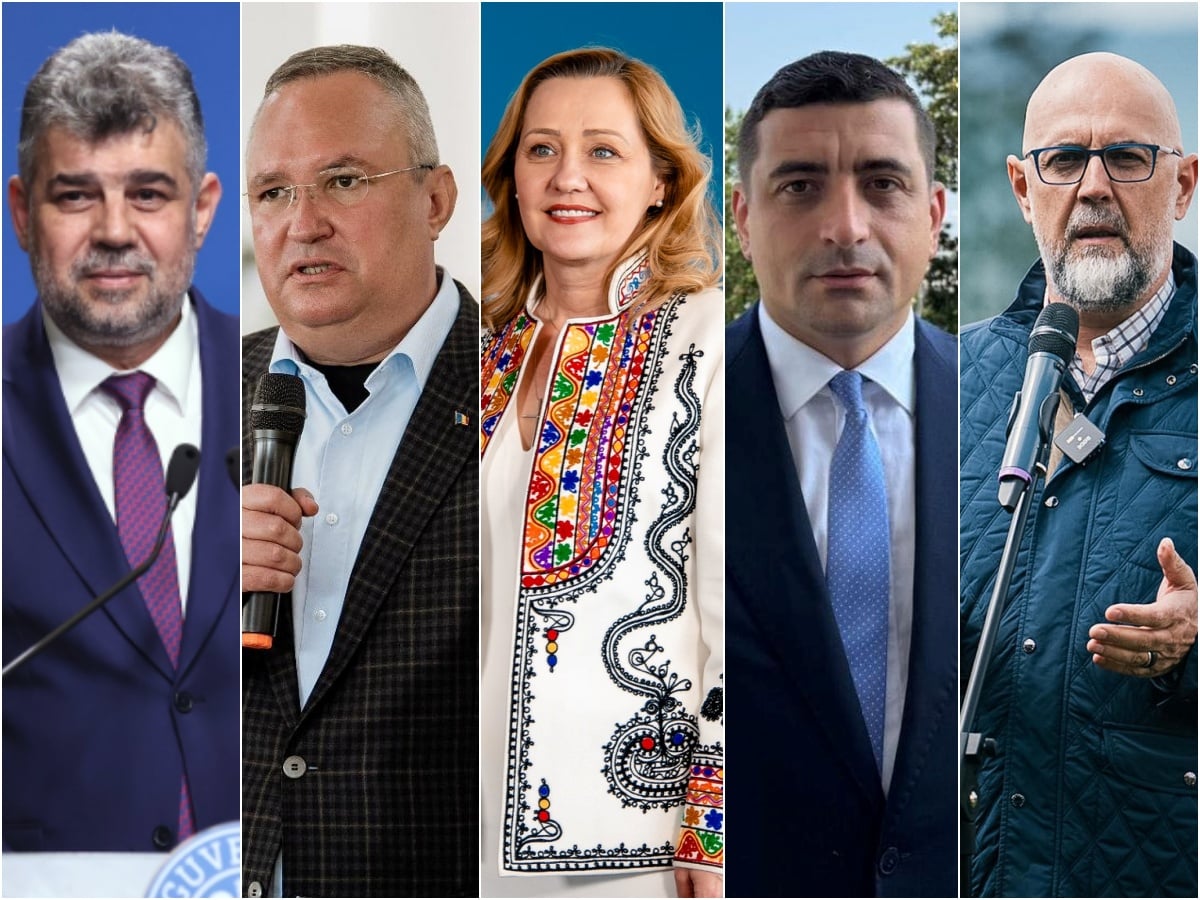 Partidele politice din România au cheltuit peste 1 miliard de lei anul trecut | Foto: Colaj monitorulcj.ro / Facebook: Marcel Ciolacu, Nicolae Ciucă, Elena Lasconi, George Simion, Kelemen Hunor