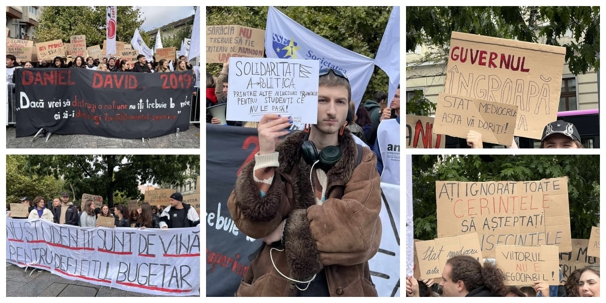 500 de studenți au protestat luni, 29 septembrie 2025, în Cluj-Napoca | Foto: Sergiu Tămaș, monitorulcj.ro