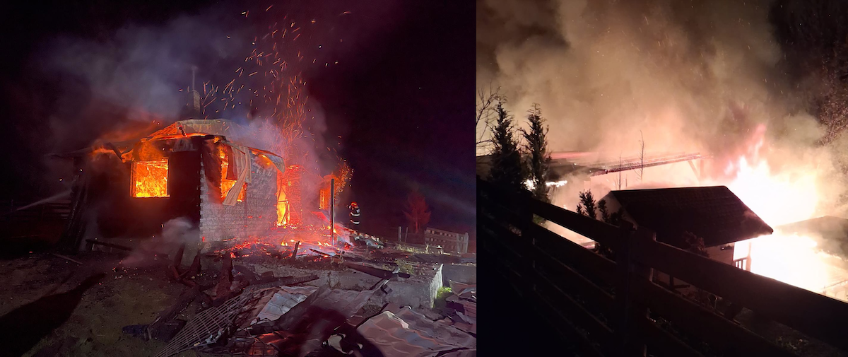 Două incendii puternice au avut loc în județul Cluj în noaptea de miercuri spre joi | Foto: ISU Cluj