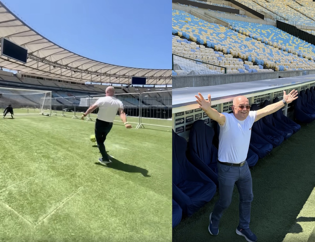 Primarul municipiului Cluj-Napoca, Emil Boc, la „antrenament” pe Stadionul Maracanã | Foto: Captură video Facebook, Emil Boc