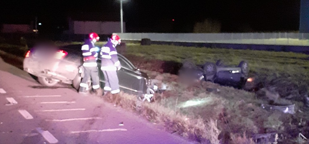 Mașină răsturnată la Iclod | Foto: ISU Cluj