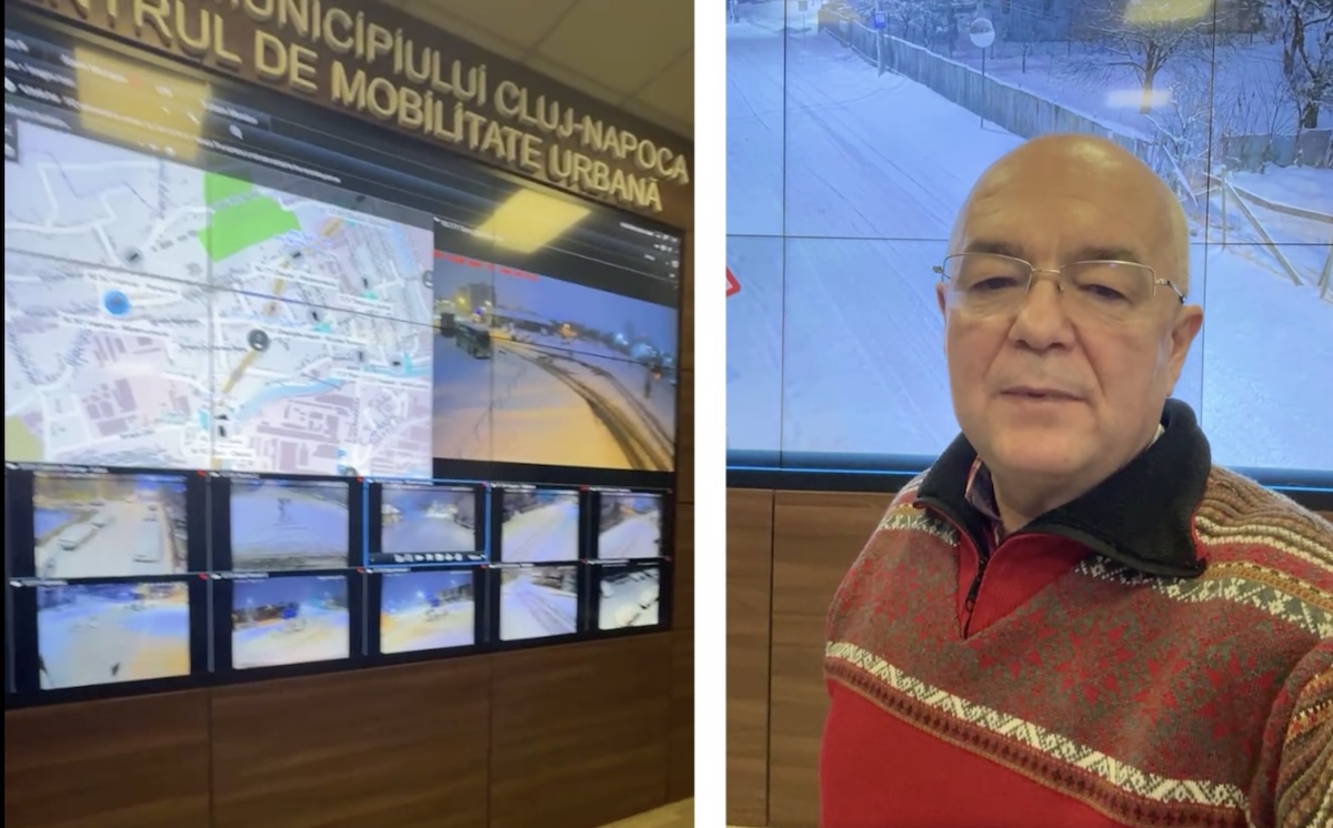 Emil Boc, la comandamentul de dezăpezire din Cluj-Napoca, în noapte de 7 spre 8 ianuarie 2026 | Foto: Captură video Facebook, Emil Boc