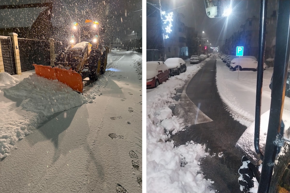 Personalul abilitat a intervenit la Apahida pentru a deszăpezi străzile din comună | Foto: Facebook, Primăria Comunei Apahida