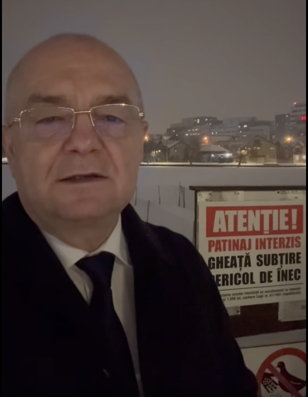Emil Boc: Nu patinați pe lacurile din Cluj-Napoca | Foto: Captură video Facebook, Emil Boc