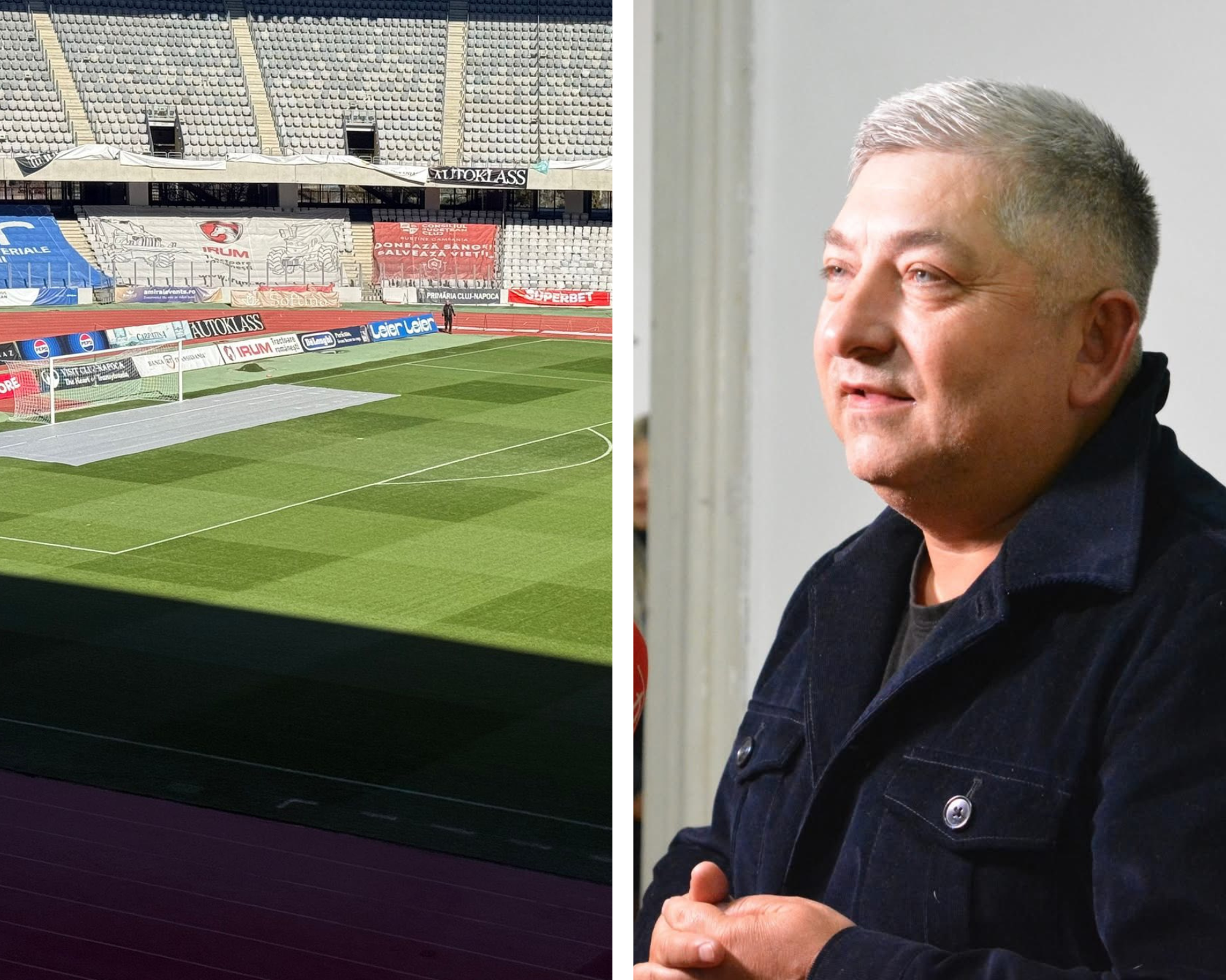 Soluția modernă pentru întreținerea gazonului de pe Cluj Arena, explicată de Alin Tișe.  | Foto:  Alin Tișe- Facebook