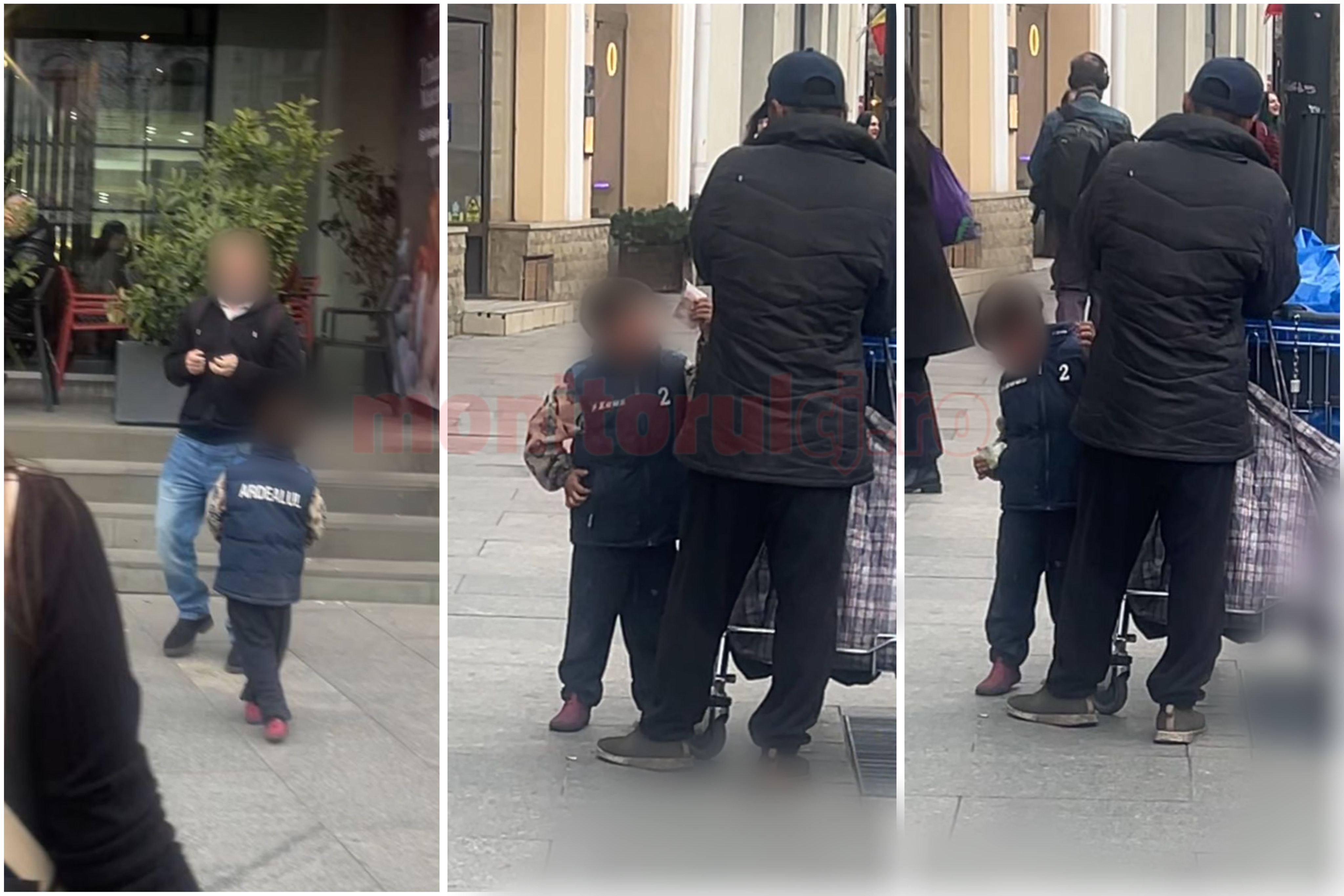 Minor surprins în timp ce oferă bani unui adult, în stația de la Central din Cluj-Napoca, după ce ar fi cerșit de la trecători. | Foto: cititor monitorulcj.ro