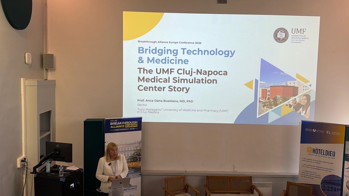 Rectorul Anca Buzoianu a prezentat, la Paris, proiectul viitorului Centru de Simulare și Abilități Practice al UMF Cluj | Foto: Facebook, Anca Dana Buzoianu