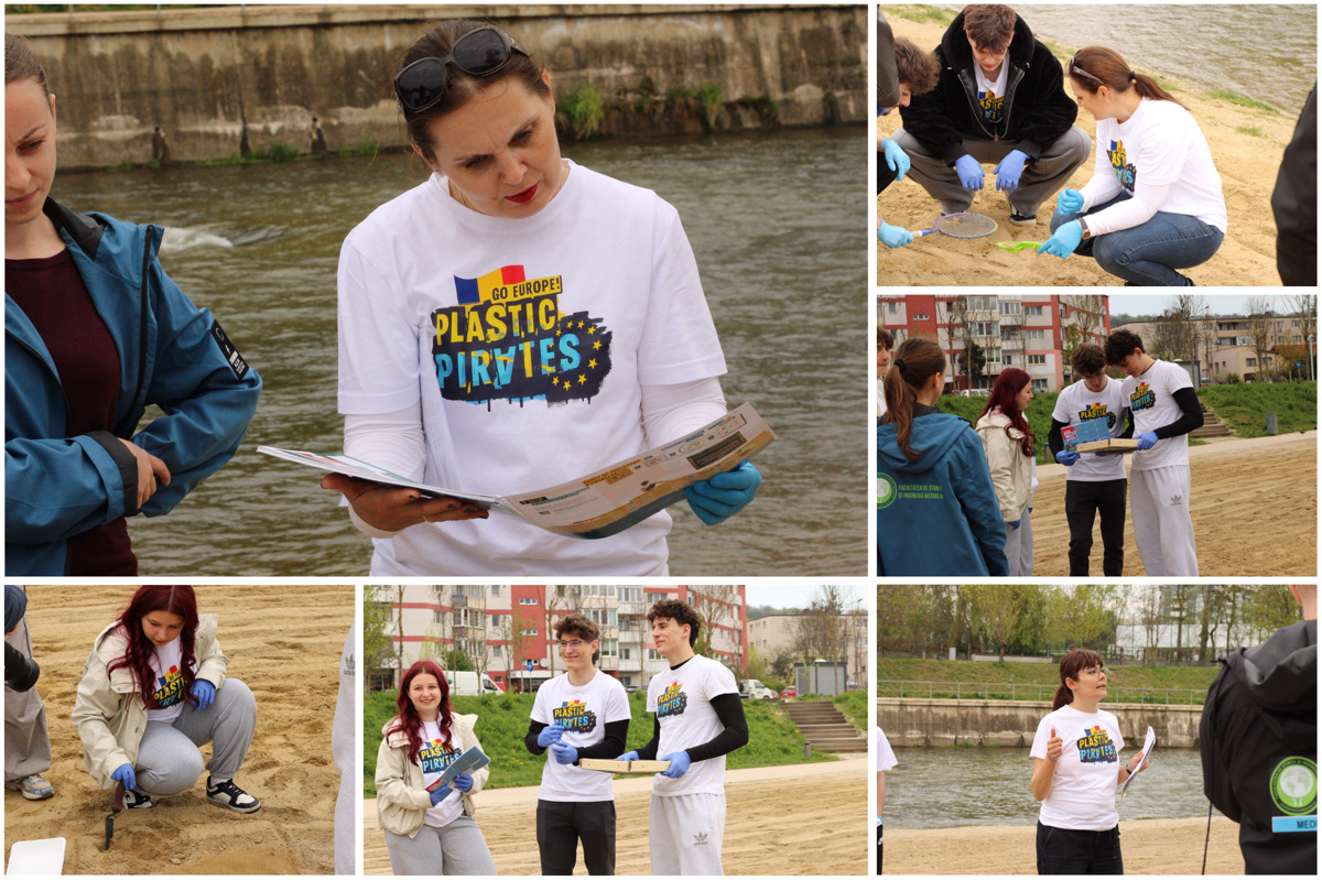 Elevi și profesori colectează și analizează deșeuri de pe malul Someșului Mic, în zona Plaja Grigorescu. ACEST ARTICOL NU POATE FI UTILIZAT CA LIVRABIL IN CADRUL PROIECTULUI! Colaj foto: monitorulcj.ro