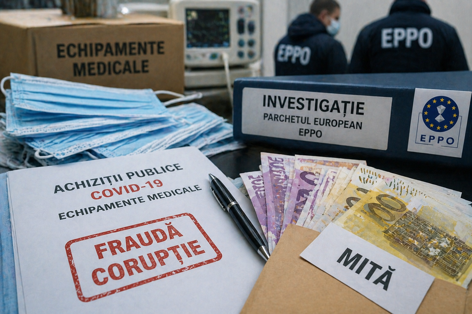 Parchetul European – Biroul din Cluj-Napoca a anunțat declanșarea unei anchete privind o procedură de achiziții publice derulată în anul 2021, în plină pandemie de COVID-19. | Imagine generată cu ajutorul AI