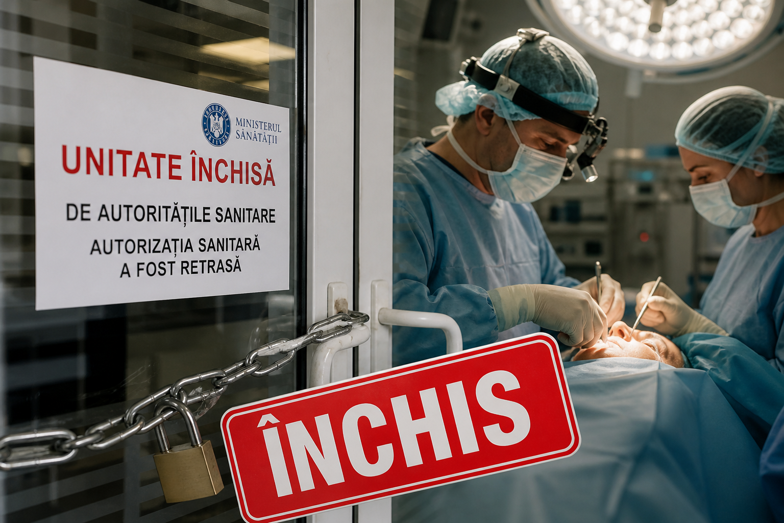 Un cabinet medical privat din București a fost închis de autorități după ce o femeie a intrat în comă cerebrală și ulterior a murit în urma unei intervenții estetice, a anunțat Ministerul Sănătății. | Imagine generată cu ajutorul AI