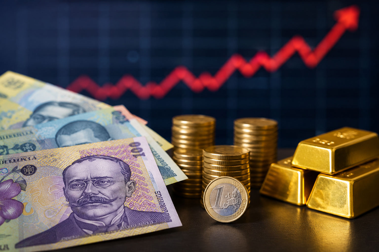 Banca Națională a României a anunțat miercuri un nou maxim istoric pentru moneda europeană, după ce euro a fost cotat la 5,2688 lei, în creștere cu 5,08 bani față de ședința precedentă. | Imagine generată cu ajutorul AI