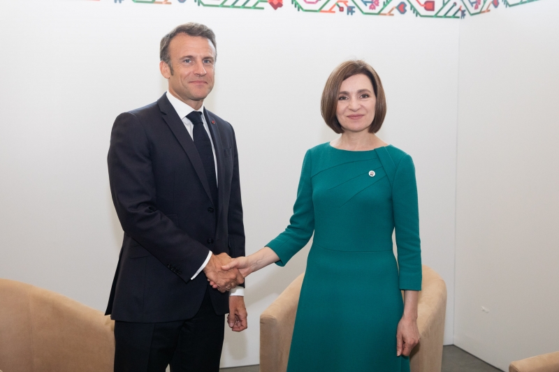 Președintele Franței, Emmanuel Macron și președintele Rep.Moldova, Maia Sandu, în topul încrederii românilor|Foto: presedinte.md