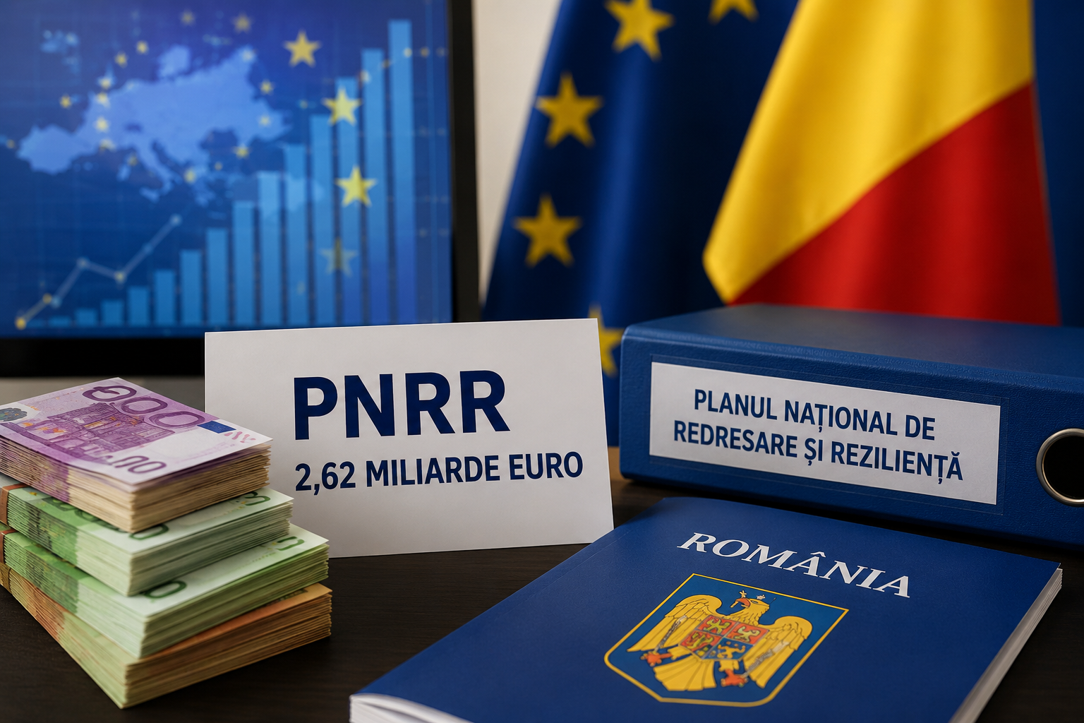 Bruxelles-ul confirmă că statul român a îndeplinit zeci de jaloane și ținte legate de digitalizare, energie, fiscalitate și transporturi. | Imagine generată cu ajutorul AI