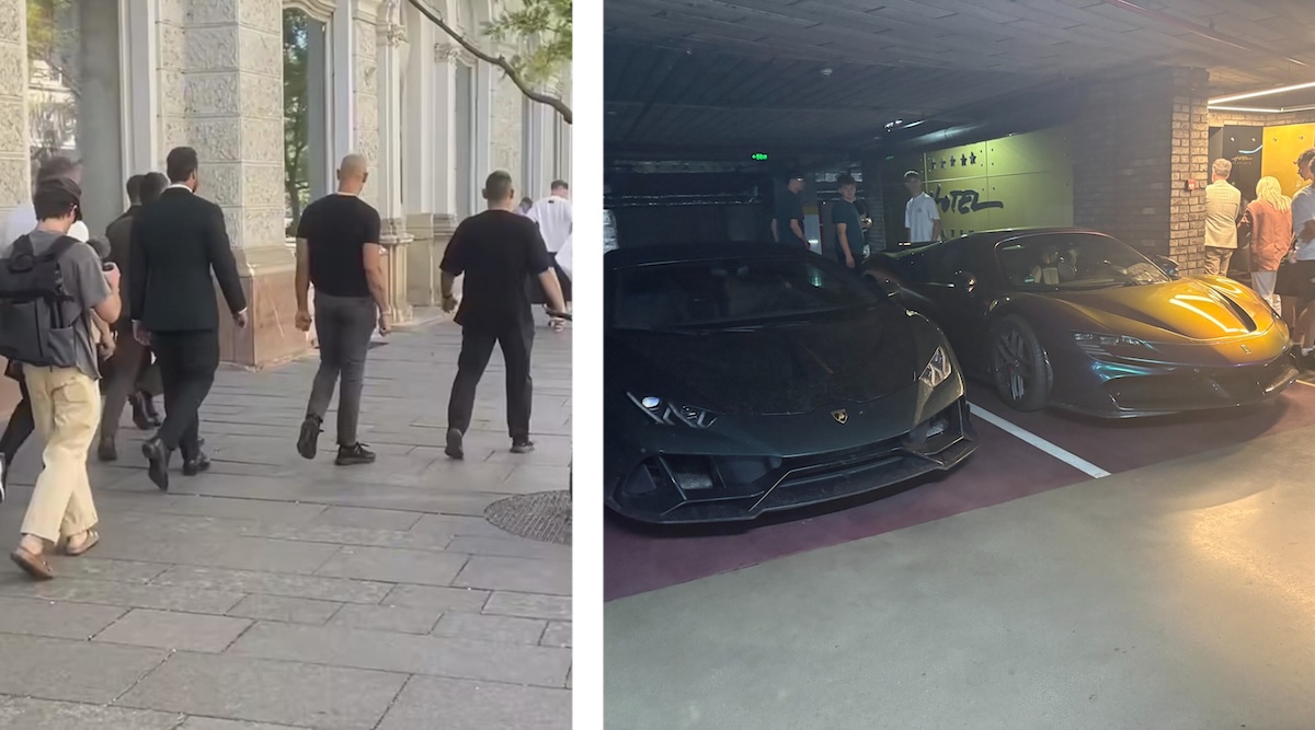 Andrew și Tristan Tate, în Cluj-Napoca. Și-au adus și bolizii în oraș. Mașinile au fost parcate la Platinia | Foto: Facebook, CLUJUST