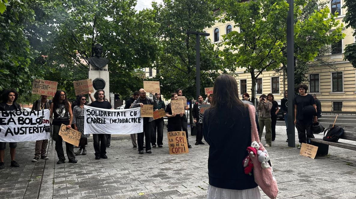 Studenții clujeni, protest împotriva austerității în Educație: „Doar cu greva generală mai salvăm ceva din școală”|Foto: Mădălina IVAN - monitorulcj.ro