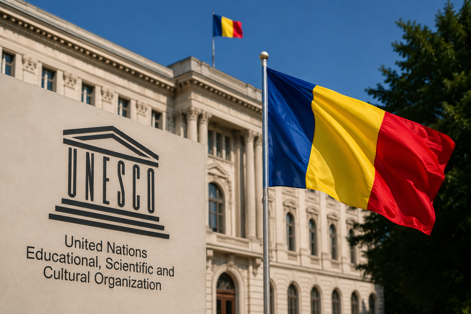 România marchează, luni, 70 de ani de la aderarea la UNESCO. | Imagine generată cu ajutorul AI