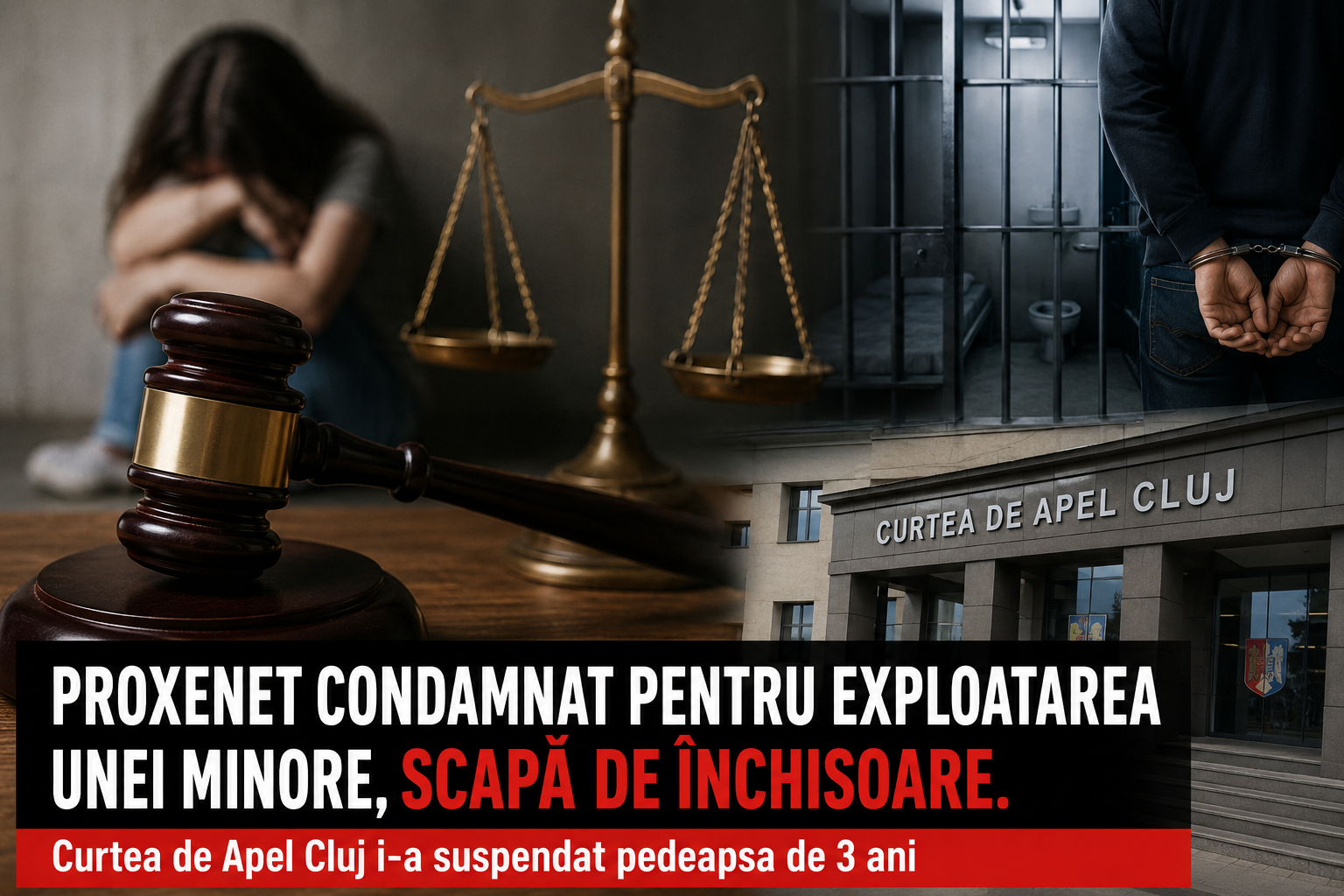 Curtea de Apel Cluj a decis suspendarea sub supraveghere a pedepsei de 3 ani de închisoare a unui proxenet, deși acesta mai fusese condamnat anterior tot pentru proxenetism. | Imagine generată cu ajutorul AI