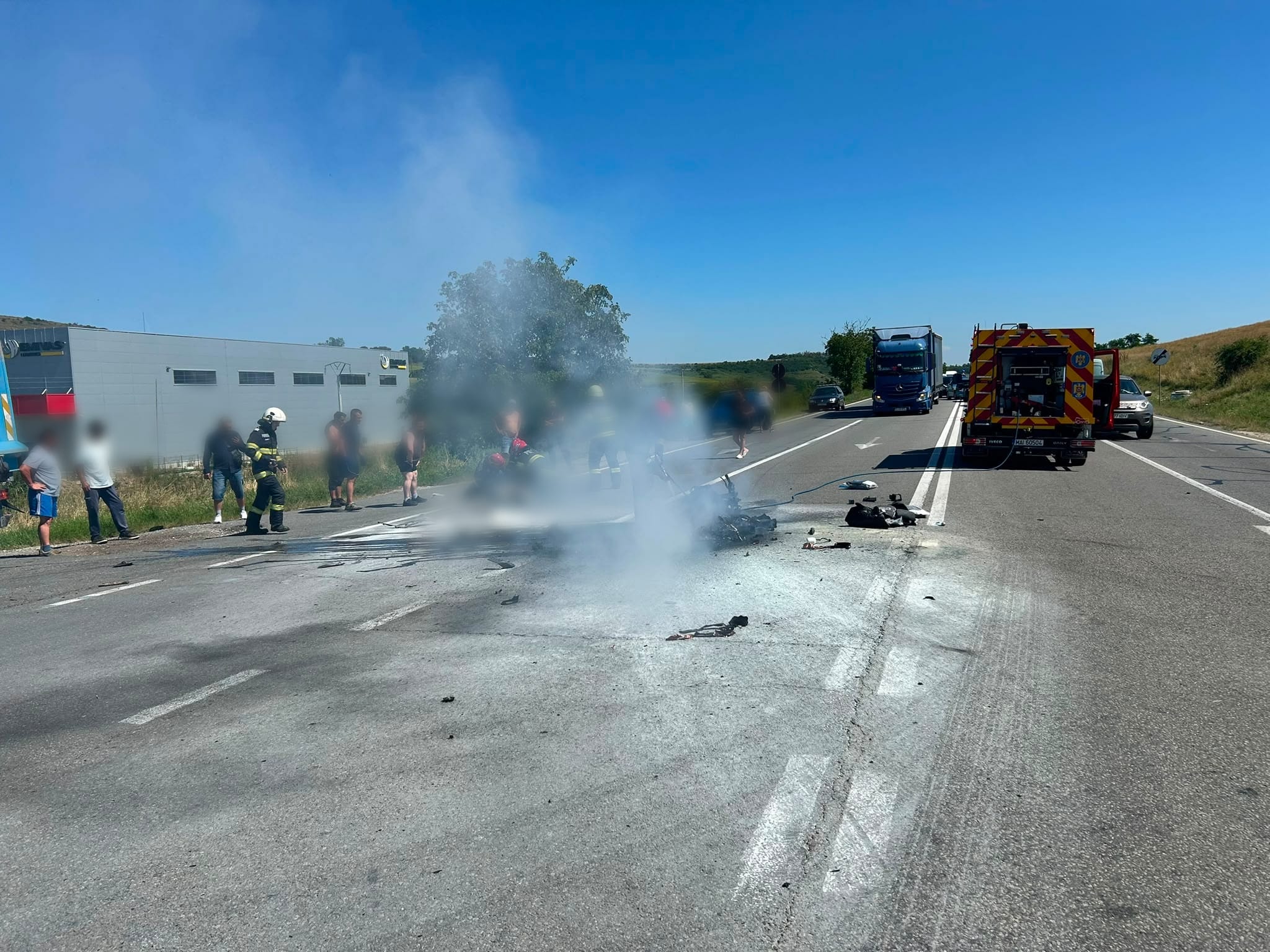 Un motociclist a murit, sâmbătă, 1 august 2026, în urma unui accident rutier în Vâlcele | Foto: IPJ Cluj