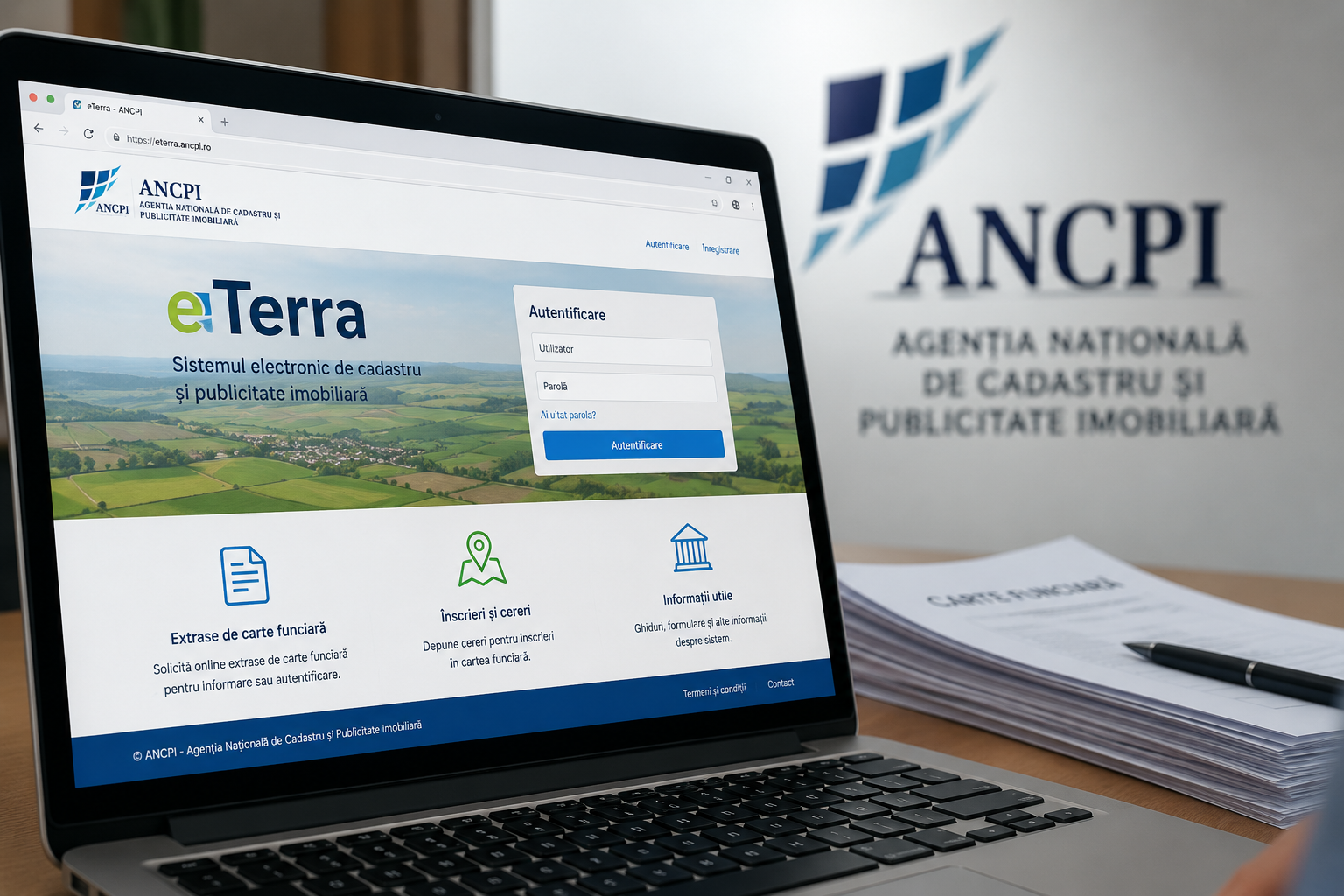 Aplicația e-Terra a devenit din nou funcțională, după ce sistemul de cadastru și publicitate imobiliară a fost indisponibil în urma unui atac cibernetic. | Imagine generată cu ajutorul AI