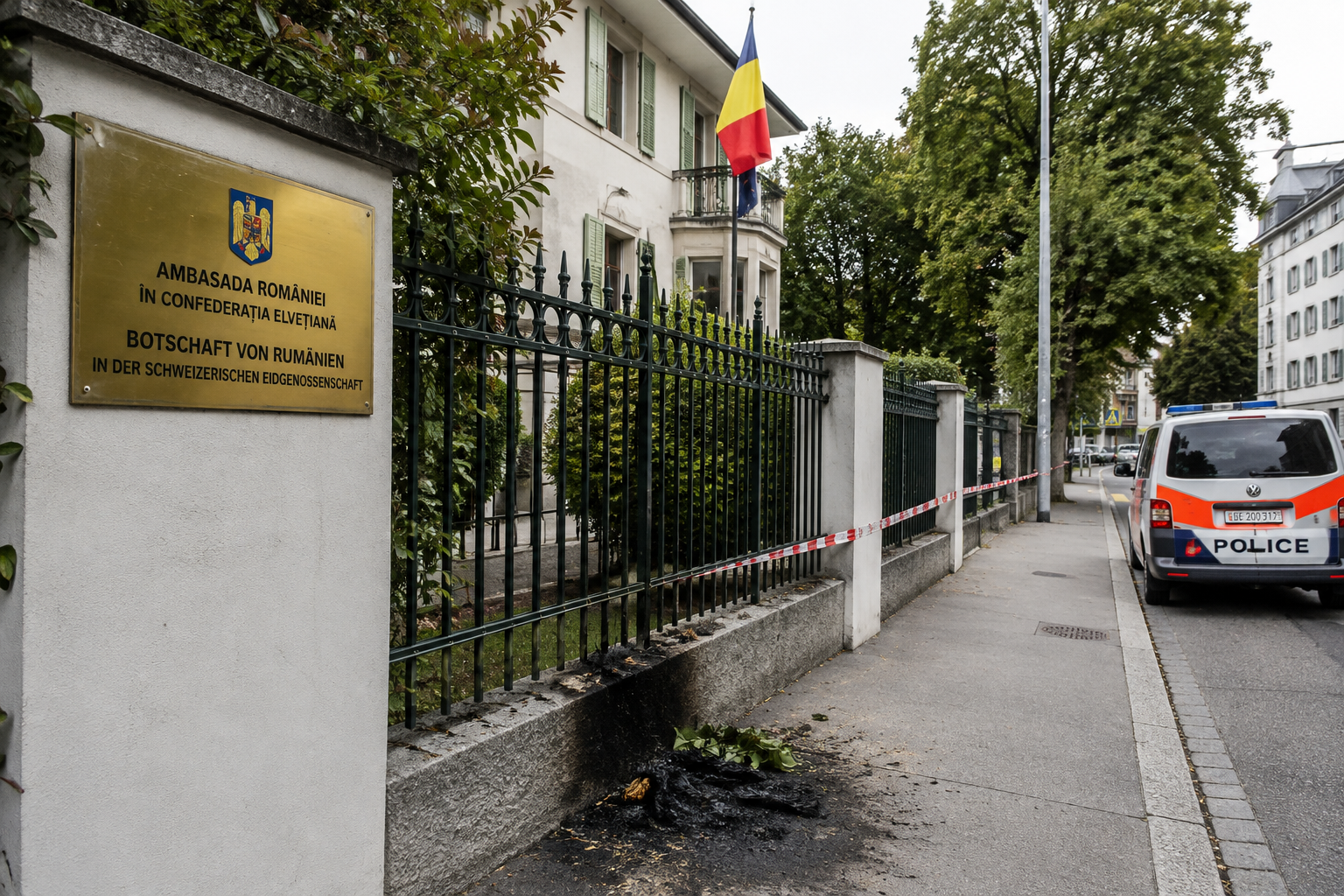 Dispozitiv incendiar, plasat lângă Ambasada României din Elveția. MAE: „A fost deschisă o anchetă!”