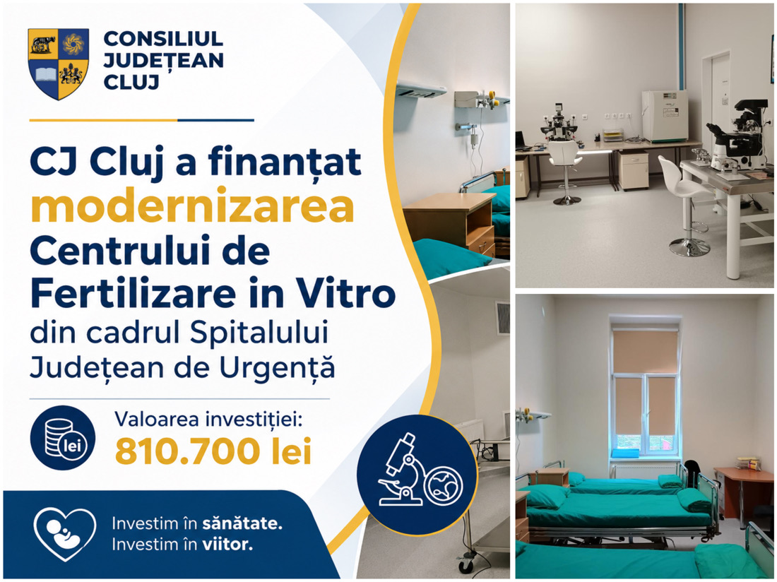 Centrul de Fertilizare in Vitro al Spitalului Clinic Județean de Urgență Cluj-Napoca a trecut printr-un amplu proces de modernizare, lucrările fiind finalizate recent. | Foto: CJ Cluj