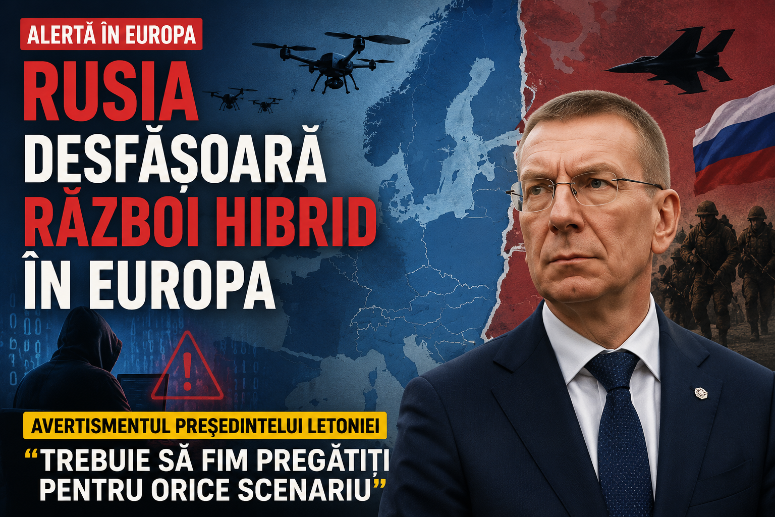 Rusia „și-a mutat atacurile în Europa”. Avertismentul președintelui Letoniei: „Trebuie să fim pregătiți pentru orice scenariu!”