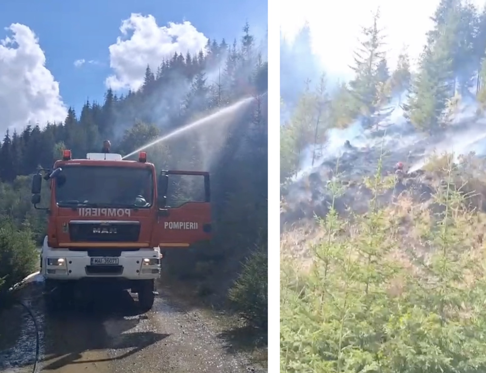 Trei hecare de vegetație afectate de un incendiu la Mărișel | Foto: Captură video ISU Cluj