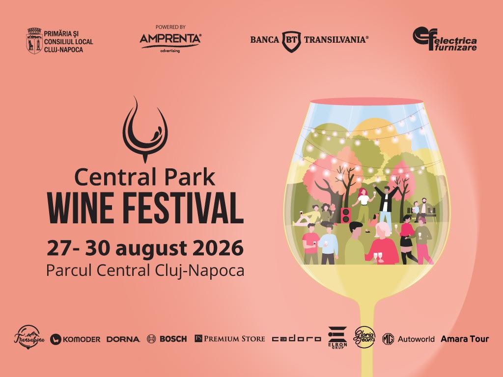 Central Park Wine Festival are loc în perioada 27–30 august. Tradiția ultimului weekend de vară revine la Cluj-Napoca!