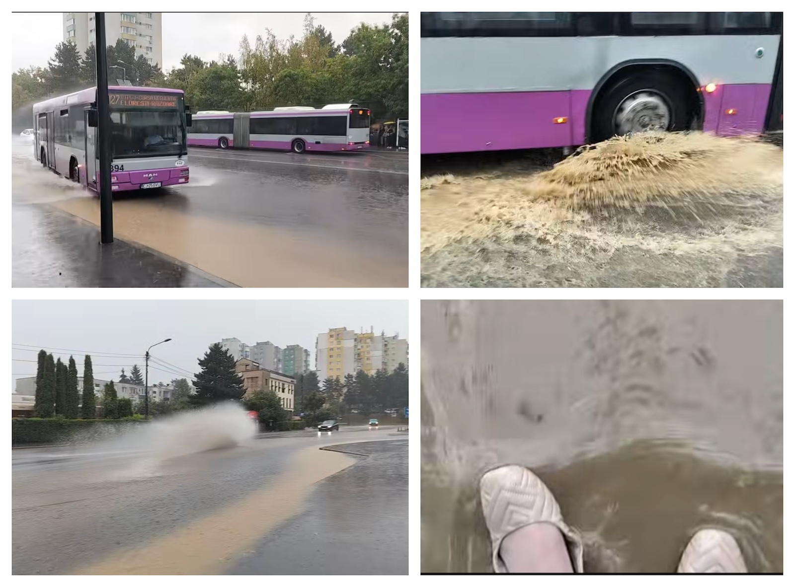 Acumulări de apă în Cluj-Napoca după o ploaie care a durat mai puțin de o oră, 26 august 2026 | Foto: Simona Danciu, grup de Facebook - trăiesc în Florești