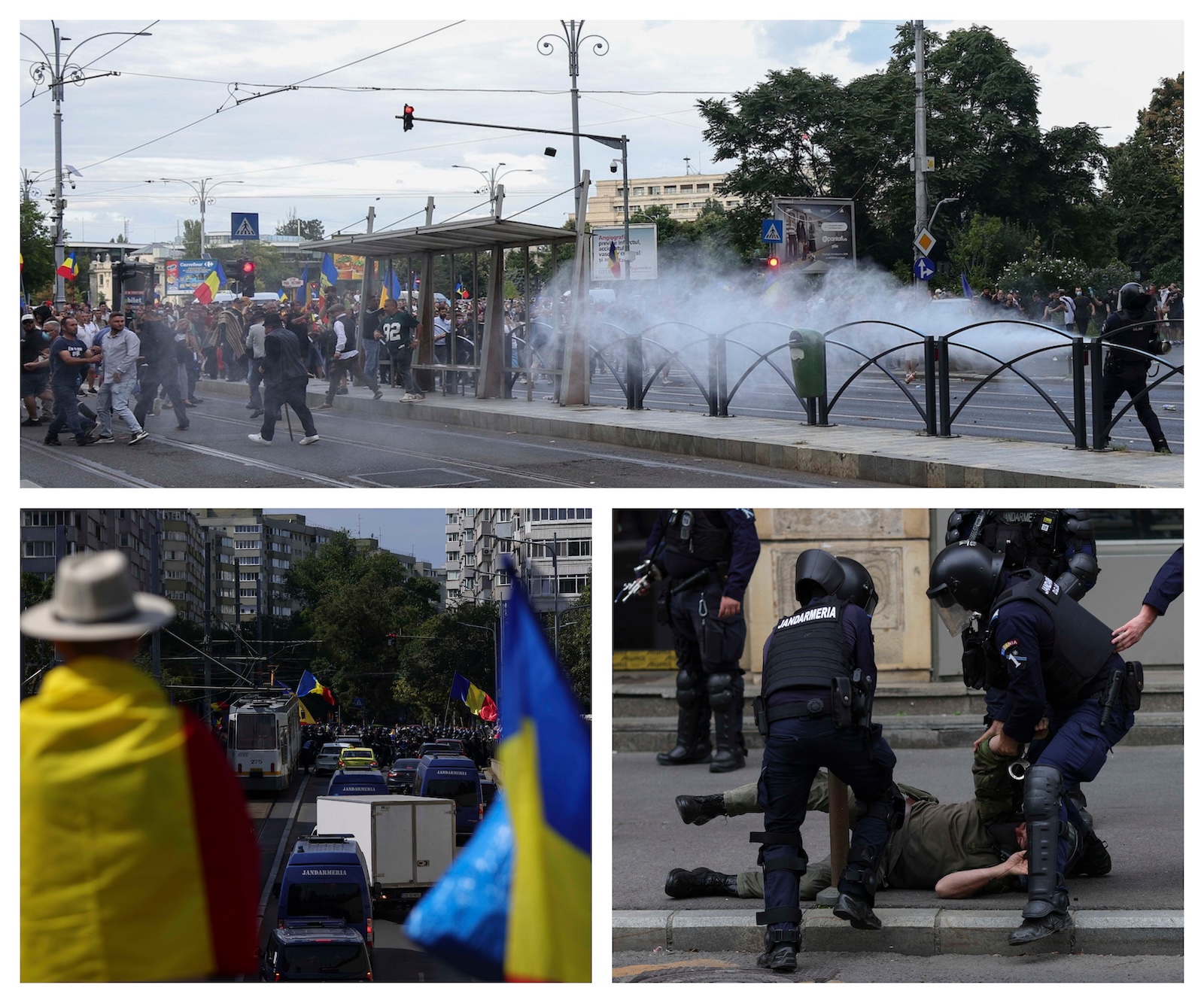 Vilolențele de la protestul oierilor, prevestite de un viceprimar din județul Cluj: „Nu mai este protestul ciobanilor, ci al AUR”. Fotografii realizate marți, 15 septembrie 2026. | Foto: Octav Ganea / Inquam Photos