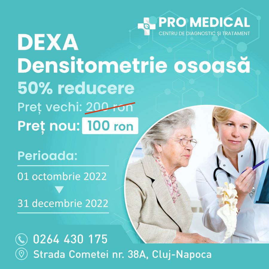 Campanie DEXA – OSTEODENSITOMETRIE Promedical, reducere 50% (P)