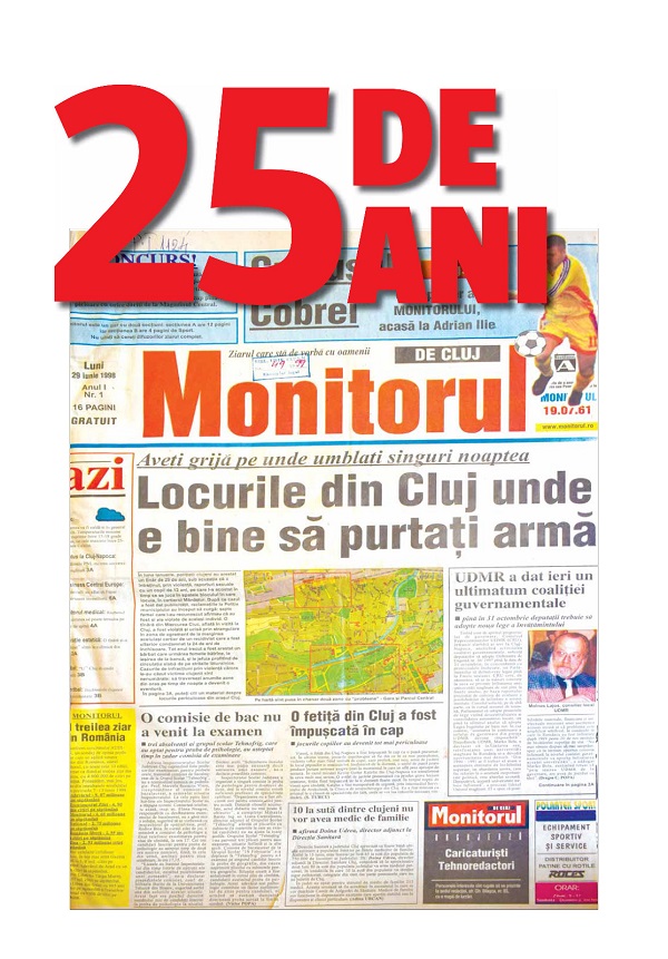 În urmă cu 25 de ani, pe 26 iunie 1998, apărea primul număr al ziarului care a schimbat definitiv piața presei clujene: Monitorul de Cluj, azi monitorulcj.ro. 
