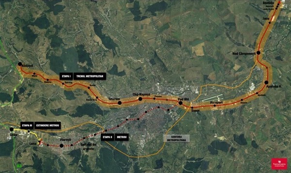 Trenul metropolitan din Cluj va acoperi distanța dintre Nădășel și Bonțida, aproximativ 43 km