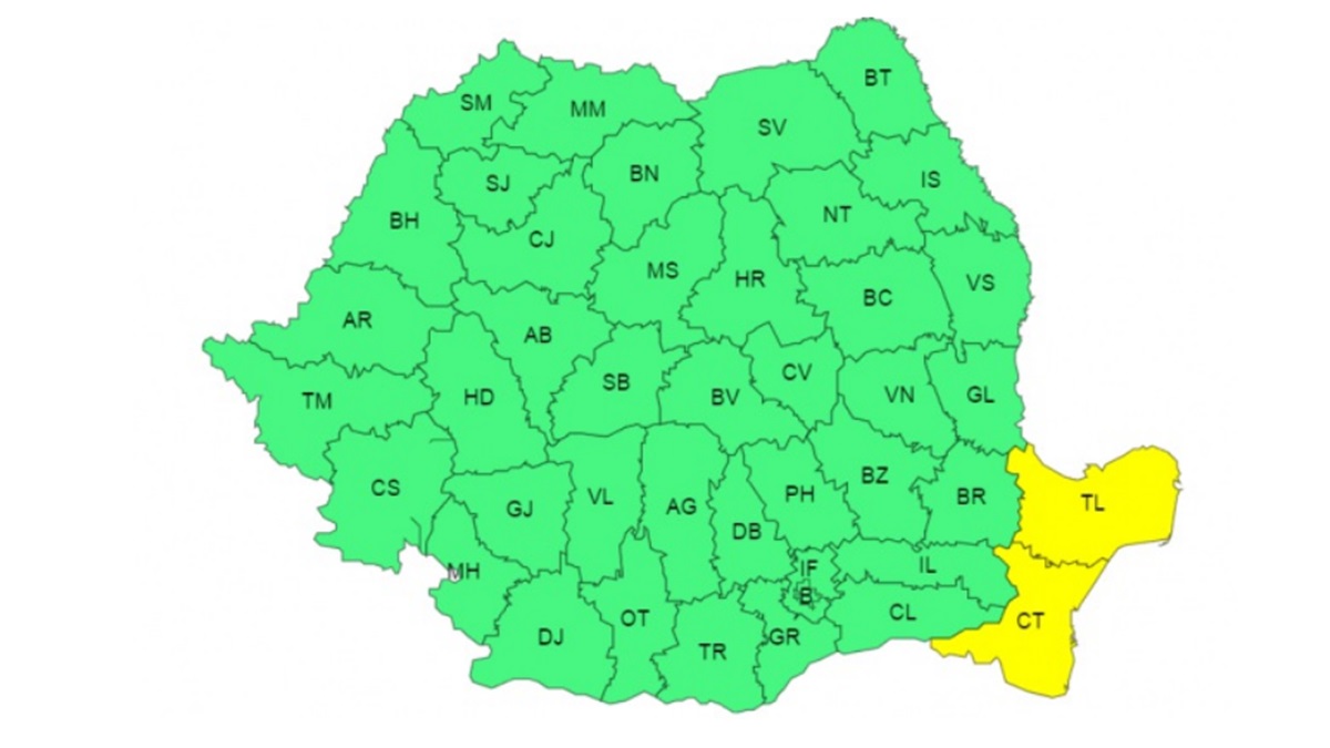 ANM a emis avertizări de cod portocaliu și galben pentru vânt puternic și ploi în mai multe regiuni ale României pentru perioada 1-2 octombrie. Foto: captură ANM
