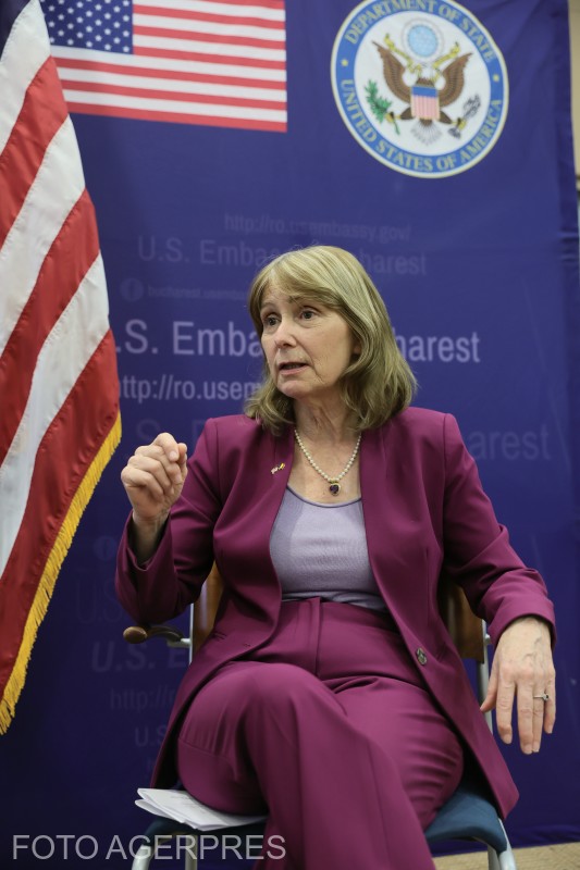 Kathleen Kavalec, ambasadorul SUA în România, acordă un interviu pe tema includerii României în programul Visa Waiver, în 10 ianuarie 2025. | Foto: Silviu Matei, Agerpres Foto